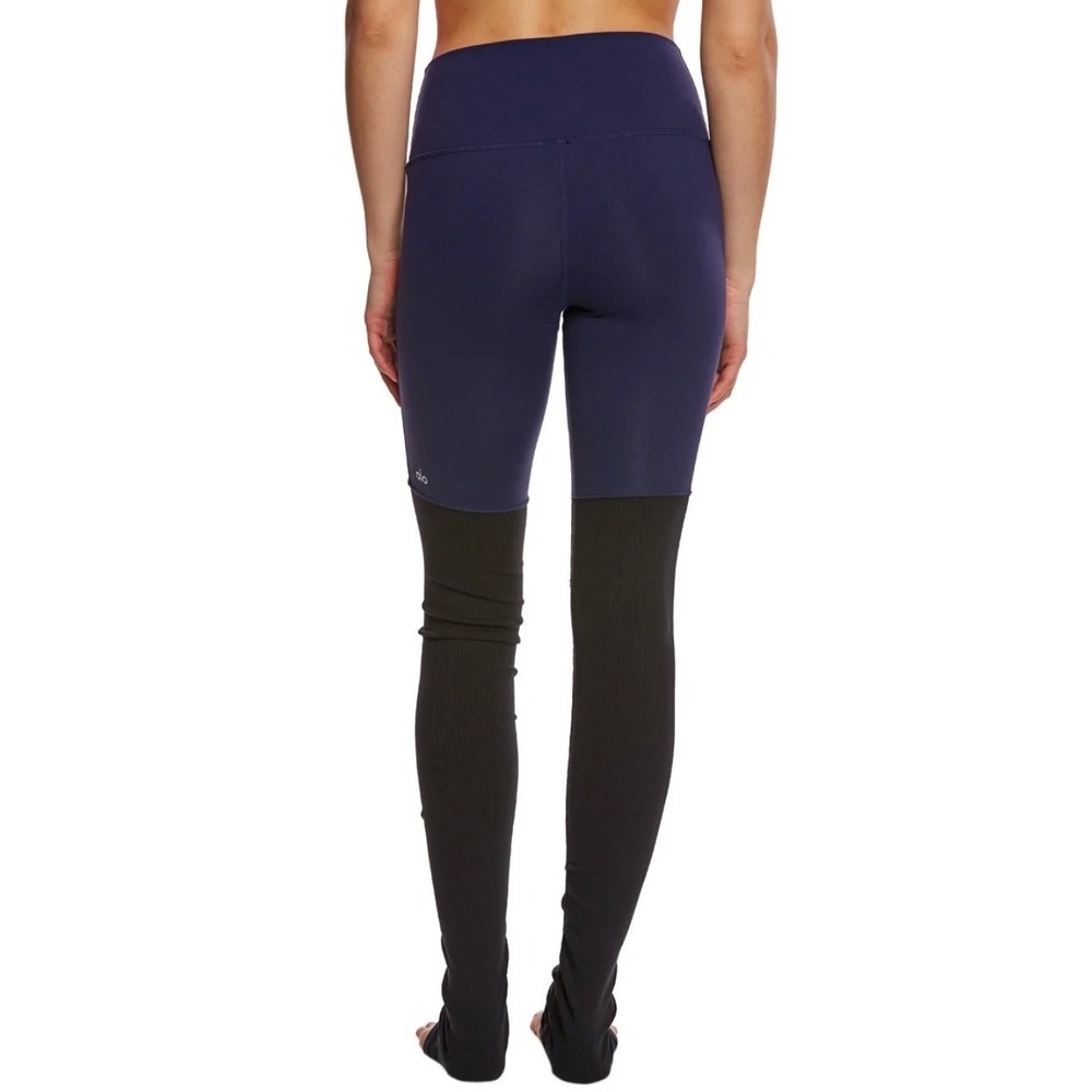 Alo Yoga Goddess Leggings Navy Blue Black Ribbed Stirrup High Waist Yoga Pants